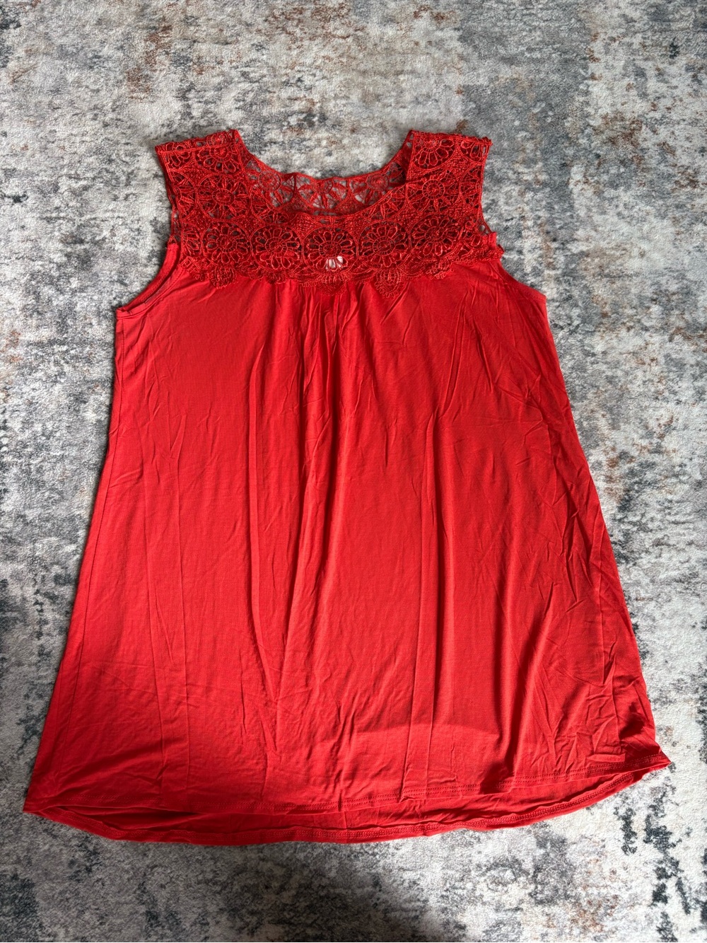Vanilla Bay Red Crochet Yoke Tank